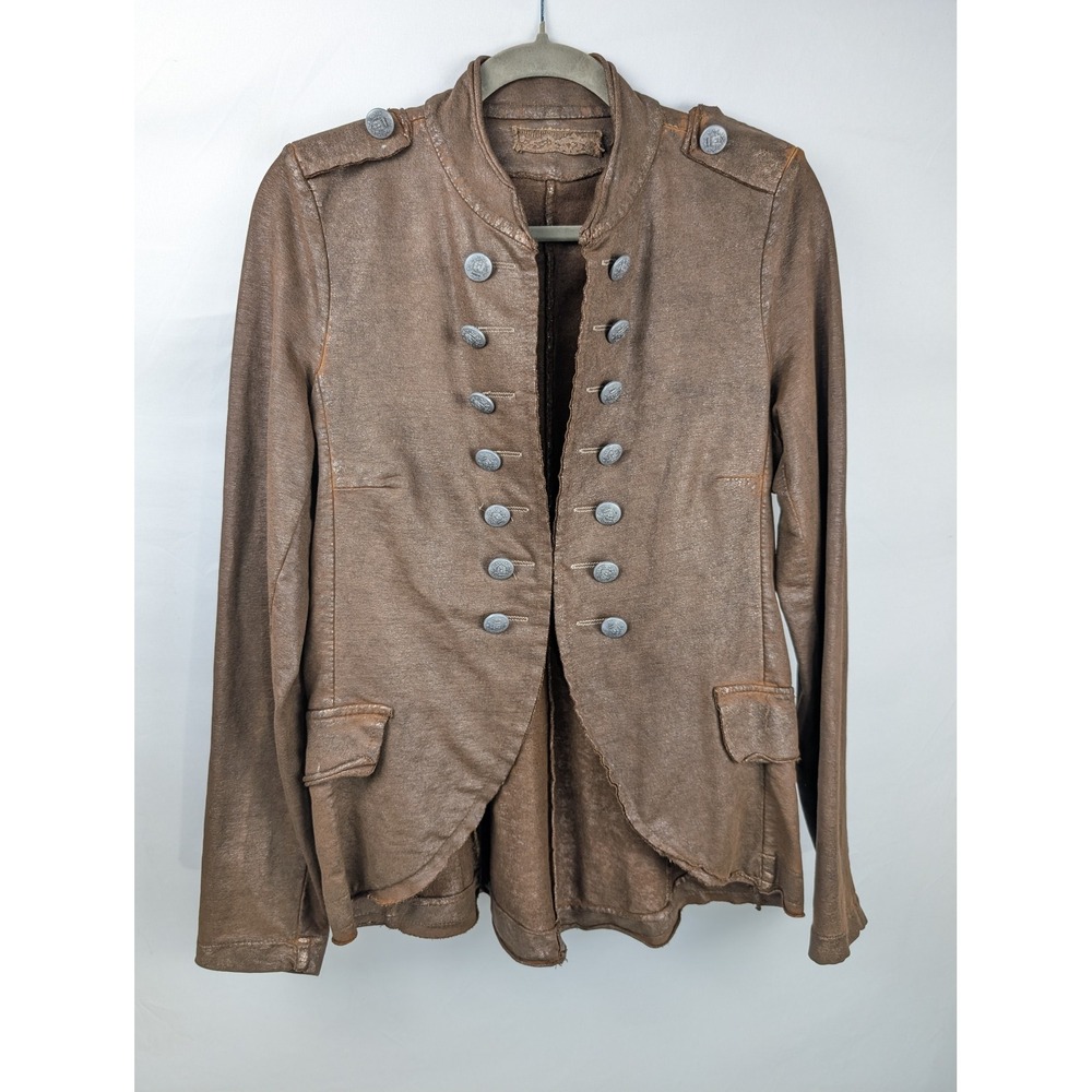 Vintage Y2K Military Marching Band Jacket Size L Brown Stretch Drummer Utility - Picture 2 of 10